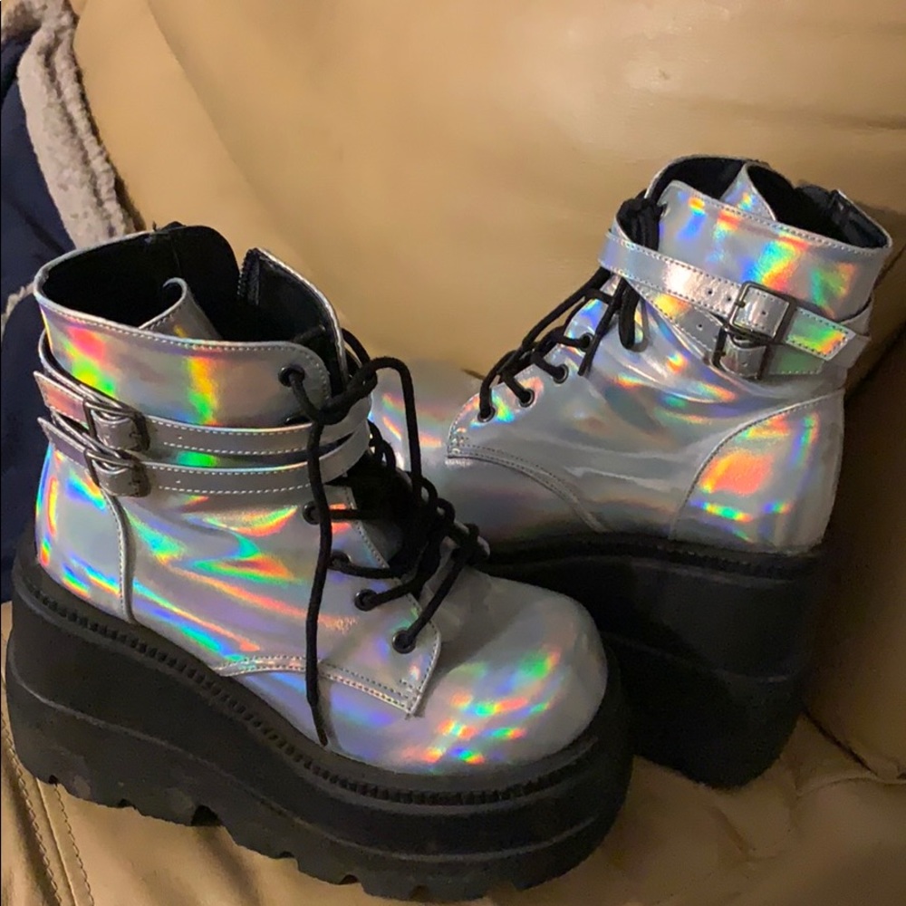Doll skill Reflective platform shoes